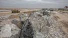 Granite armour-stone is being used to help strengthen vital sea defences at Kinmel Bay 