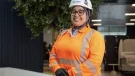 Tarmac’s Amall Saleh wearing the new PPE hijab under a hard hat