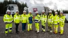 The Mill Rig wind farm project team (L-R): Andrew Grant, mixer driver, Hillhouse Quarry Group; Caroline Woodburn, operations manager - transport and distribution, Hillhouse Quarry Group, Joe Campbell, general manager - concrete, Hillhouse Quarry Group; Scott Lindsay, general foreman, RJ McLeod; Shakthivelu Thanghavel, project manager, RJ McLeod; Peter Gallagher, sub agent, RJ McLeod; Kevin Mapes, head engineer, RJ McLeod; Emilia Zalupska, graduate engineer, RJ McLeod; and Christin Stewart, engineer, RJ McLe